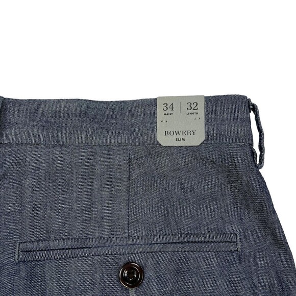 NWT J. Crew Men's Bowery Slim Fit Chambray Pants Chino Blue 34x32 - Picture 8 of 14